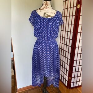 Olsenboye Blue Patterned Women's High-Low Dress, Size S